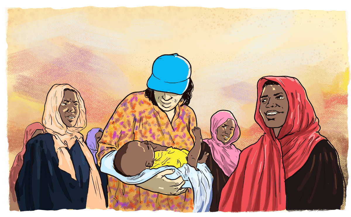 UN_Women's tweet photo. The ongoing conflict in #Sudan has led to the killing of civilians and the rape of women and girls.

On #WorldHumanitarianDay, read how women are leading the humanitarian response with support from @unwomensudan: https://t.co/Tl2bkzgQx5

🎨Michael Lusaba
#NoMatterWhat https://t.co/4If1QskGJj