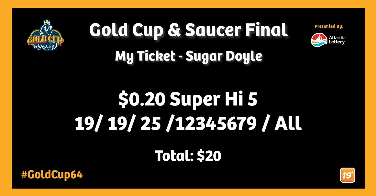 We’re locked and loaded for #GoldCup64 - love the SUPER HI5 play… We’ll need 1 P L Ozzy and 9 Covered Bridge to finish in the top 2 - let’s go!