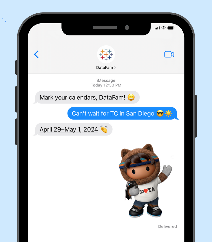 tableau's tweet photo. #Data24 entering the #DataFam chat!

See you at Tableau Conference in San Diego on April 29-May 1, 2024.

https://t.co/bjmaR7Bd9j https://t.co/l5rVDmU9aT