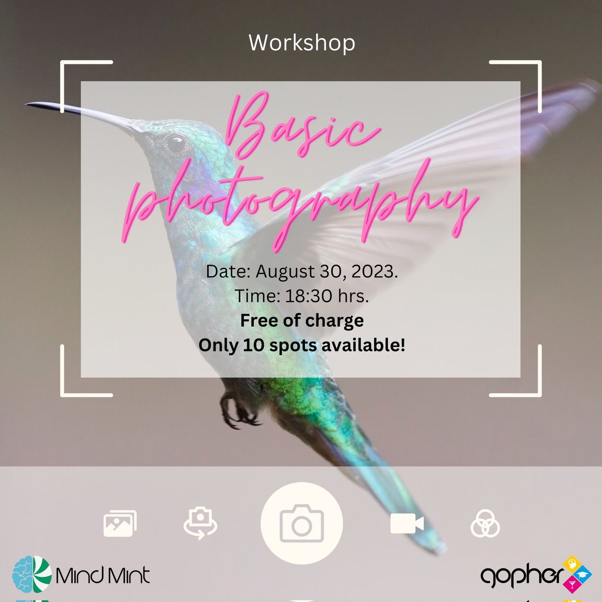We're collaborating with MindMint to bring you a workshop where we'll delve into photography basics: composition, exposure, focus, and more. Don't worry if you're new to this – no prior photography experience needed, and we're keeping it simple with tools like your phone! ☺️