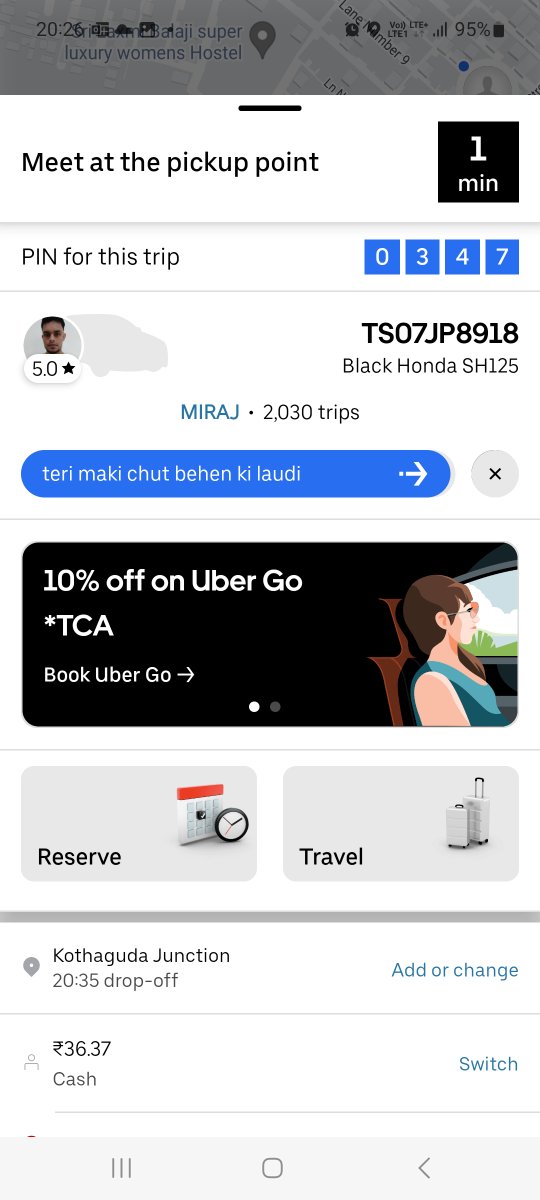 Shruti191190's tweet image. Shocked at lack of professionalism from @Uber driver. Received abusive messages &amp;amp; asked me to cancel ride. This kind of behavior is unacceptable &amp;amp; goes against the standards of professionalism.@Uber_Support this needs immediate attention. #UnprofessionalBehavior #UberAbuse
