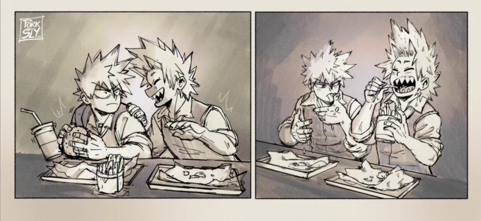 They like to eat lunch together. 🍔🍟 KRBK 