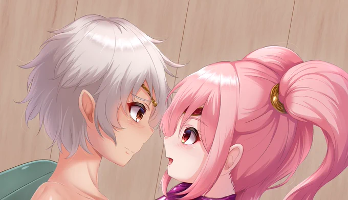 【Skeb】ラバーメイ×ボーイ(対策にトリムしてます全体図はpixivに)#ファイアーエムブレムEchoes  #ラバースーツ 