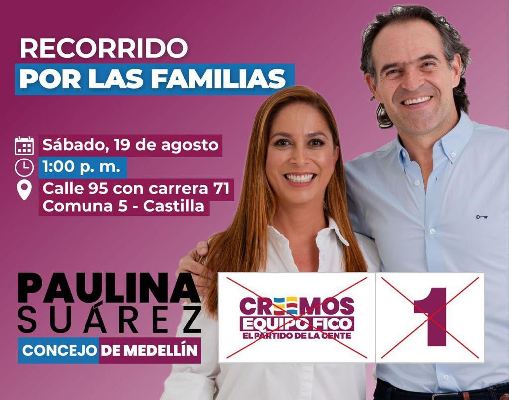 🚶‍♀️ Caminando con @paulinasuarez49 en su recorrido #PorLasFamilias. 22 años de experiencia en el sector público trabajando por Medellín. ¡Marca 1 al Concejo de Medellín! #ConPaulinaPorLasFamilias