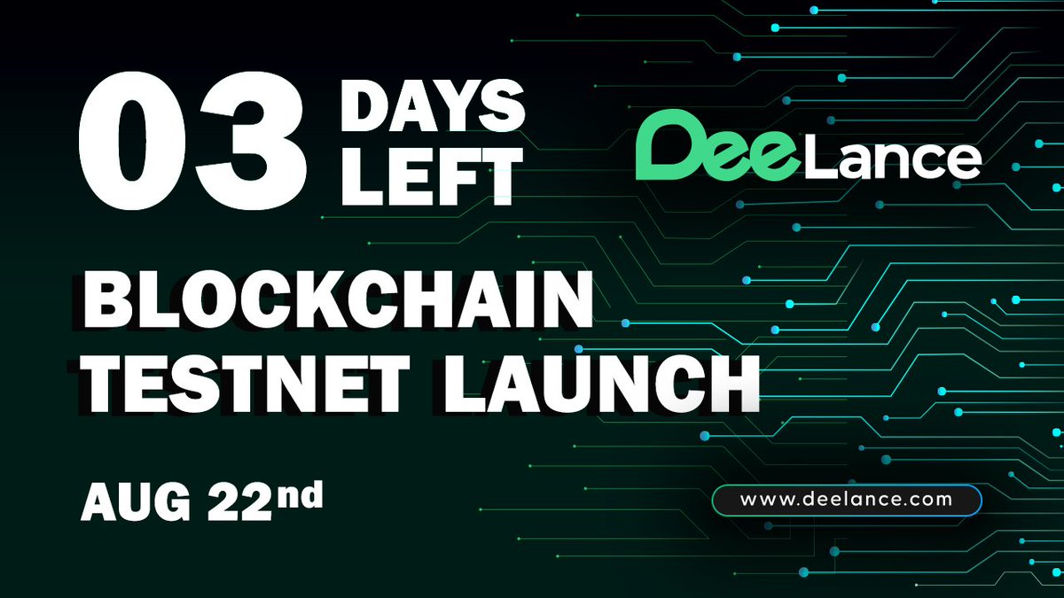 deelance_com's tweet photo. 🚀 Calling all DeeLancers!

We're just 3 days away from the blockchain launch – August 22nd is when our DeeLance blockchain will go live! 🚀🌟

Excited? 

The next era of work is almost here. 🚀🌐

#DeeLanceBlockchain #3DaysToGo #crypto #ethereum $DLANCE https://t.co/Ko3aqkCHJG