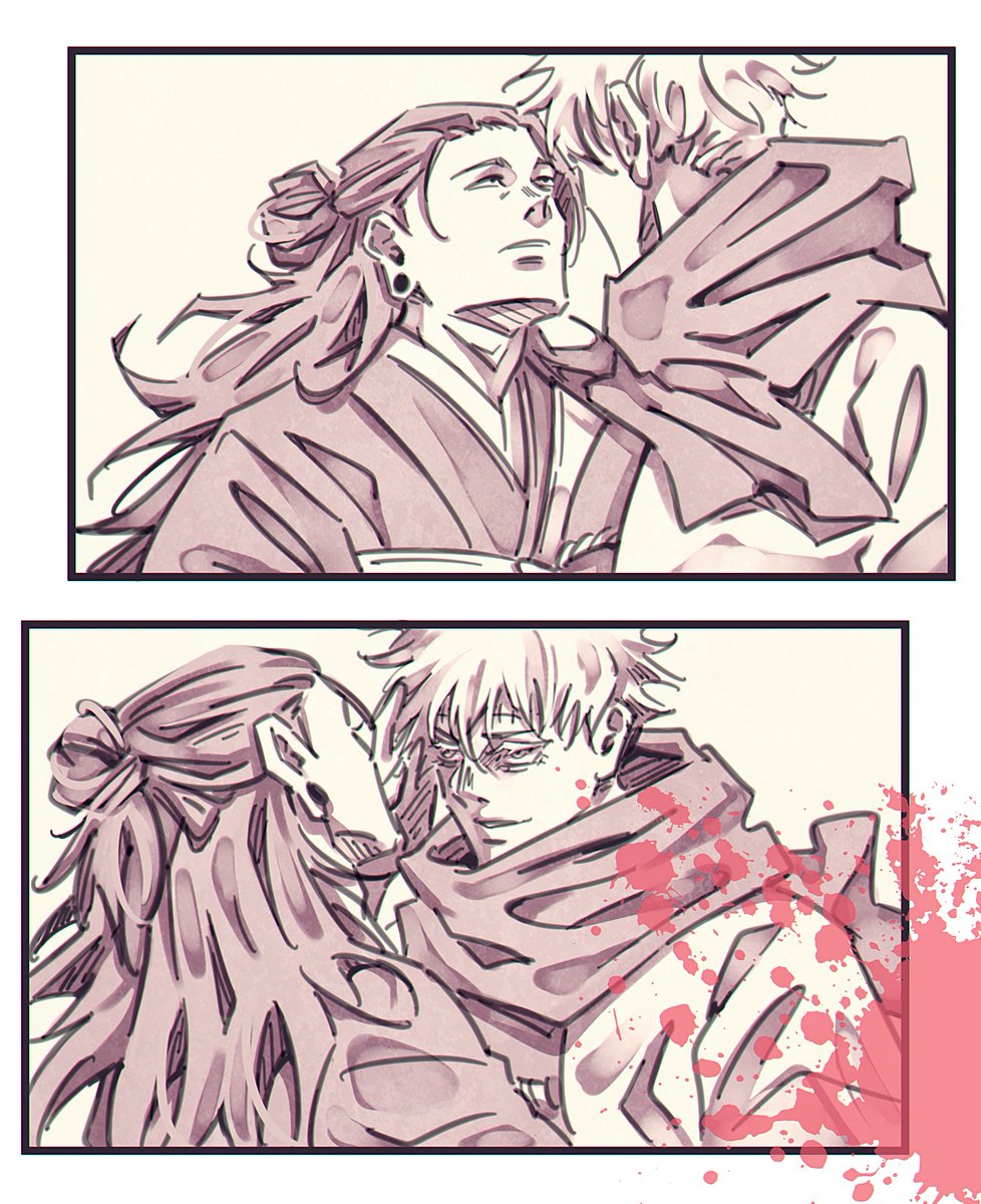 Ai_Shinobi's tweet photo. #SatoSugu #五夏 

something I planned at the beginning of the year:
swapping AU 

Satoru died fighting the Sorcerer Killer. Kenjaku took over the body and leads the Gojou clan. However, Kenjaku can't always control Satoru, especially in Suguru's presence he seems to lose control https://t.co/3FFw0UEbWq