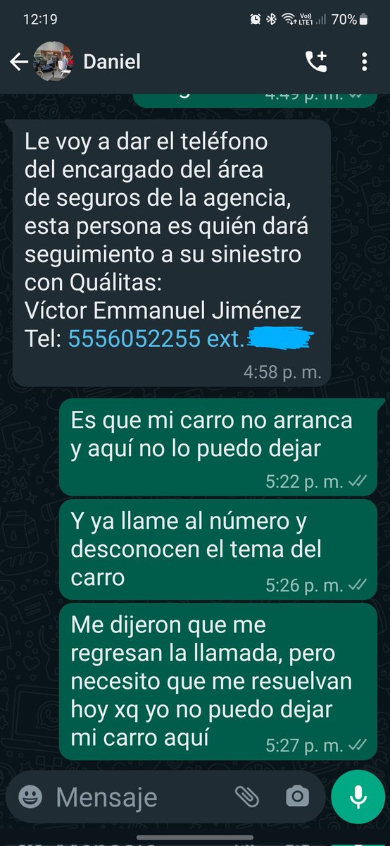 cuartodemillamx's tweet photo. Hola mi nombre es Carolina, te cuento el calvario que estoy pasando con #Mazda, su agencia de Mazda Del #Valle y su #financiera #Santander.

Te comento que para que me vendieran me dijeron que tenia que ser financiamiento forzoso, asi que dejen $63,000 pesos en financiamento con santander, a 12 meses, para que me entregaran rapido, por ser a 12 meses me regalaron el seguro con #SegurosQualitas .

El día 14/08/23 tuve un siniestro, un camión en reversa le pegó a mi auto en la puerta frontal del lado del conductor , (afortunadamente estaba estacionado, no había nadie dentro). El del camión decide llamarle a su seguro por lo que yo también procedí a llamarle al mío (#qualitas), los del seguro llegan al lugar y al momento de pedirme mi póliza me dicen que mi póliza está vencida desde el 28/11/22 (el mismo día que adquirí mi póliza) por lo cuál decido llamar al vendedor de mi auto y comentarle esta situación a lo cual el vendedor me mencionó que él iba a resolver ese problema de la #póliza, esperé 2 horas y decidí volver a llamarle fue cuando me dijo que yo tenia que hablar con otra persona que es “el asesor de seguros” porque ese tema era de ellos, entonces me contacte con el asesor y el asesor me comenta que el problema viene de la financiera (Santander en este caso) me comentó que enviarían una grúa pero la grúa no llegaba, acto seguido volví a llamar insistiendo a esta persona de seguros que requería la grúa ya que yo no podía mover mi auto (no arrancaba) a lo cual de forma arrogante y molesta me lo dijo que lo viera directamente con su jefe, procedo a llamar a su jefe y este me comenta que no se iban a retirar a sus casas hasta resolver mi asunto y que él se encargaría de enviarme una grúa para poderme mover del lugar de mi siniestro, la grúa nunca llegó y me tuve que retirar del lugar aproximadamente a las 12am.

La mañana del 15/08/23 acudí directo a la agencia Mazda #DelValle  para confrontar al gerente ya que las personas con las que había hablado anteriormente no me dieron respuesta y solo se aventaron la pelotita entre ellos, ya estando ahí me negaron hablar con el gerente y solo me dejaron hablar con la gerente de ventas, la cual ella se comprometió a darme una solución, hasta el momento no me ha dado ninguna solución y solo me dice que va a tardar de 20 a 30 días, esto es demasiado tiempo ya que para ese entonces yo ya habré perdido el volante de la aseguradora que le pegó a mi auto, sin mencionar que al día de hoy no he hablado con nadie de la supuesta “aseguradora” ni de Mazda para rendir una declaración de lo qué pasó en el siniestro.

Hoy 19/08/23 no he recibido respuesta ni llamadas por parte del equipo de Mazda para informarme al respecto de mi auto.

El vehículo actualmente lo tiene Mazda en resguardo.

Tengan mucho cuidado, porque la marca esta haciendo puras porquerias en estos meses, yo confiaba mucho en ellos, pero vaya decepcion, estan como perros intentanto ensartar a la gente para sacar ventas, pero no les importa nada mas.

Arrepentidisima de comprar.

Carolina Diaz.