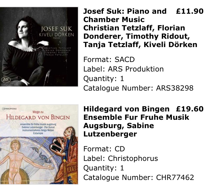 Just got absolutely done by @PrestoMusicCom’s Clearance Sale on some pretty niche but pretty sweet European record labels. But then: Who doesn’t need more #Zelenka in their life?! 📀💿📀💿📀💿 🤔🤷😇 Oh yeah not to mention #Josquin & a 5-disc set of #Hildegard 👀spot the outlier