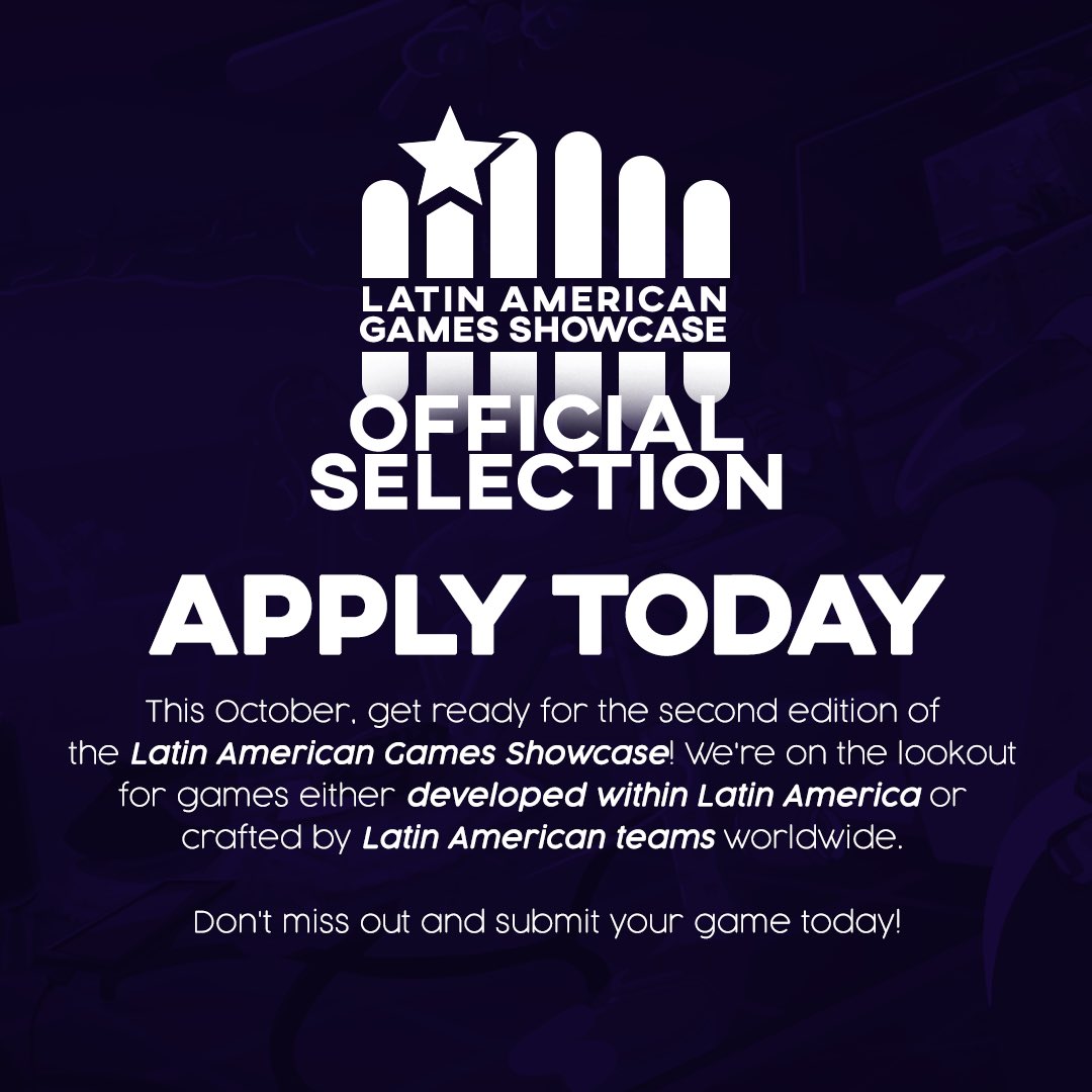 🚨 Calling all Latin American Game Developers 🚨

The “Latin American Games Showcase” is back for its second edition!

Apply with your game today by filling out this form: rb.gy/s1xht

*Form available in both English and Spanish.

RTs and mentions are appreciated! 🫶🏻