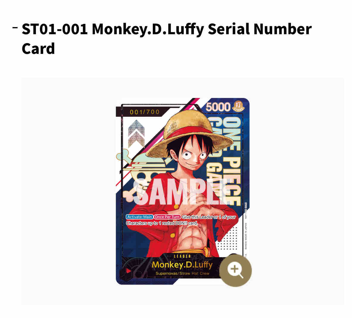 One Piece Playing Cards - Luffy