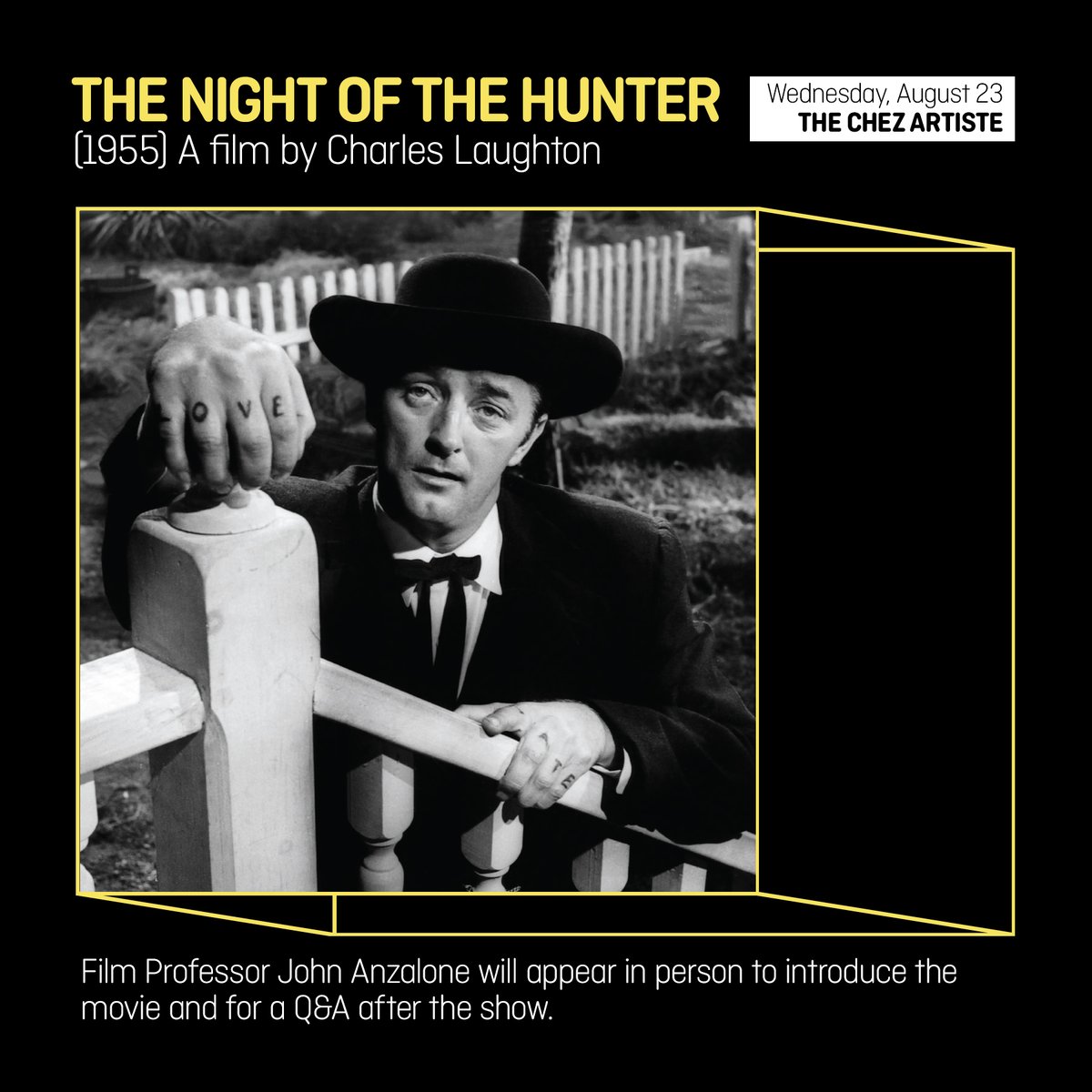 LandmarkLTC's tweet photo. #ChezClassics ποΈ This Wednesday in Denver, CO.
π¦ The Night of the Hunter (1955)
β° 1:30pm and 7:00pm showings
π€ John Anzalone will appear in person to introduce the movie and for a Q&A after the show.
ποΈ https://t.co/hQ9Z0PJEwa https://t.co/WL00YJwwET