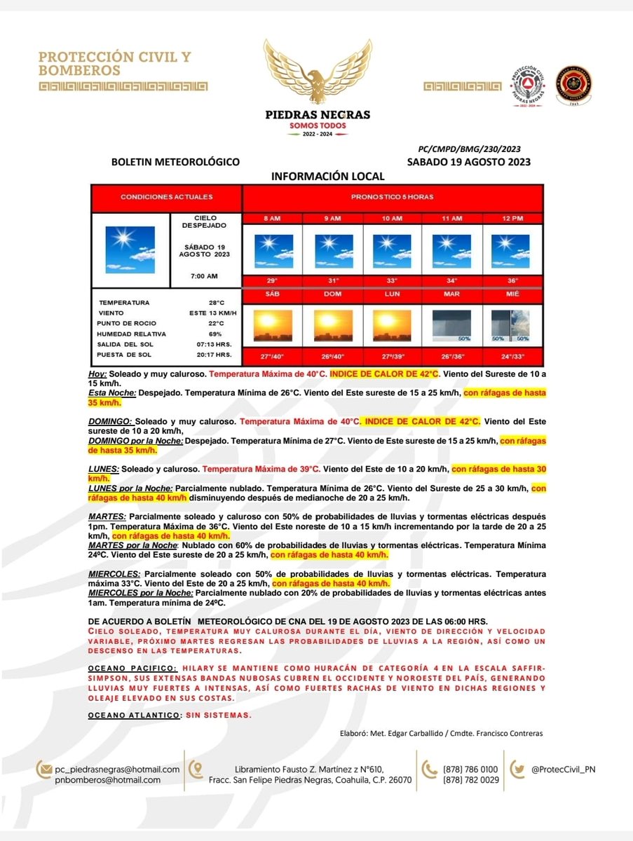nmaspiedrasneg's tweet photo. Próxima semana vienen los pronósticos de lluvias para Piedras Negras @FrireJose @ProtecCivil_PN @PCcoahuila @CONAGUA https://t.co/TSDmpVJyF0