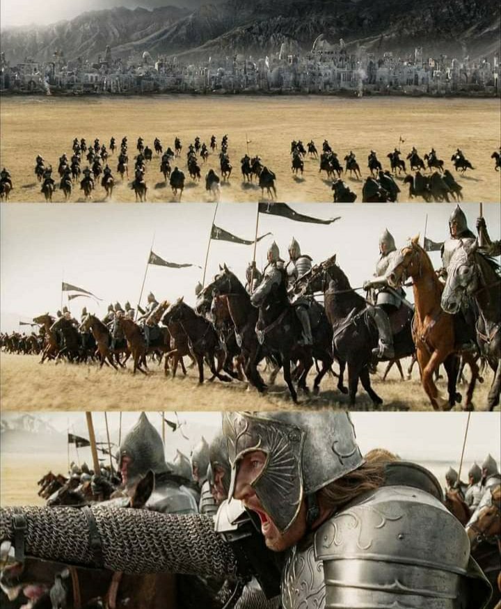 Denethor: ¿Sabes cantar, maese hobbit?

Pippin: Pues, sí. O eso es lo que dice mi gente. Pero no tenemos canciones para grandes palacios en tiempos oscuros.

Denethor: ¿Por qué no iban a ser apropiadas para mi palacio? Venga, cántame algo.

Pippin:
Un mundo hay,
desde aquí hasta