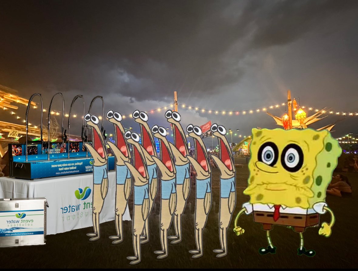 AStateofPete's tweet photo. Waiting in line at the water refill station at the festival feels like this https://t.co/I0Vt1SxT26