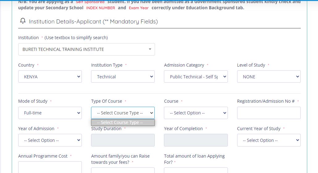 KiptooGilberts's tweet photo. @HELBpage Hi admin, I have tried to fill my institution details but the drop down menus for selection are not working as in "Type of Course" and "Course"; or has unrealistic choices as in "Level of study" has "NONE" as the only choice,,please help. My email is rotichamoseskbt@gmail.com https://t.co/ZNj4gcuLre
