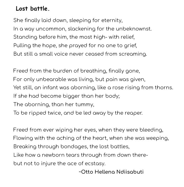 @PoetryParlour_ In this poem I wrote about a woman who lost her life while giving birth.