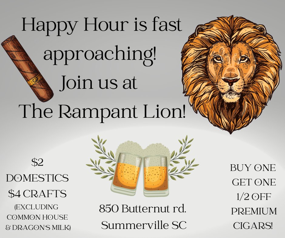 RampantLionPipe's tweet photo. #weekendmood #summervillesc #smallbusiness #cigarlounge #cigarsociety #southcarolina #veteranowned #sc #smoker #relax #pipesmoking #tobacconist #smoke #summertime #lowcountrysc #tobacco #pipetobacco #SouthCarolina #cigars #cigar #wine #happyhour #fun #beer #saturday https://t.co/9NXNCQ3RjU