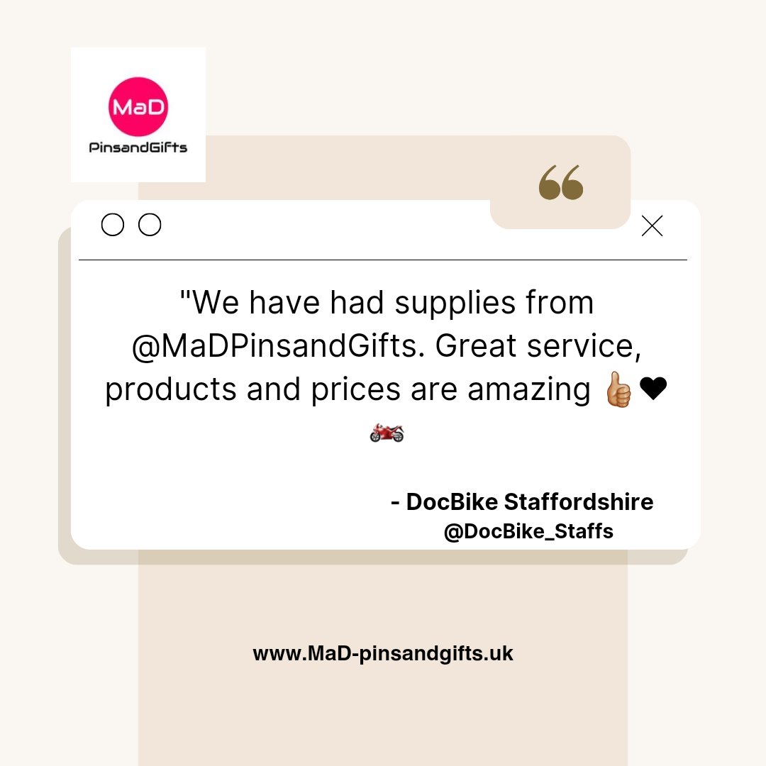 MaDPinsandGifts's tweet photo. It's always great to receive glowing reviews ๐ ๐
@DocBike_Staffs
#twitter #Instagram #reviews #feedback #like #follow #madpinsandgifts #memoryframes #pinbadge #velcropatch #beanies #onlinestore #lanyards #idholders #accessories #smallbusiness #police #fire #ambulance https://t.co/zRxwz20uN1