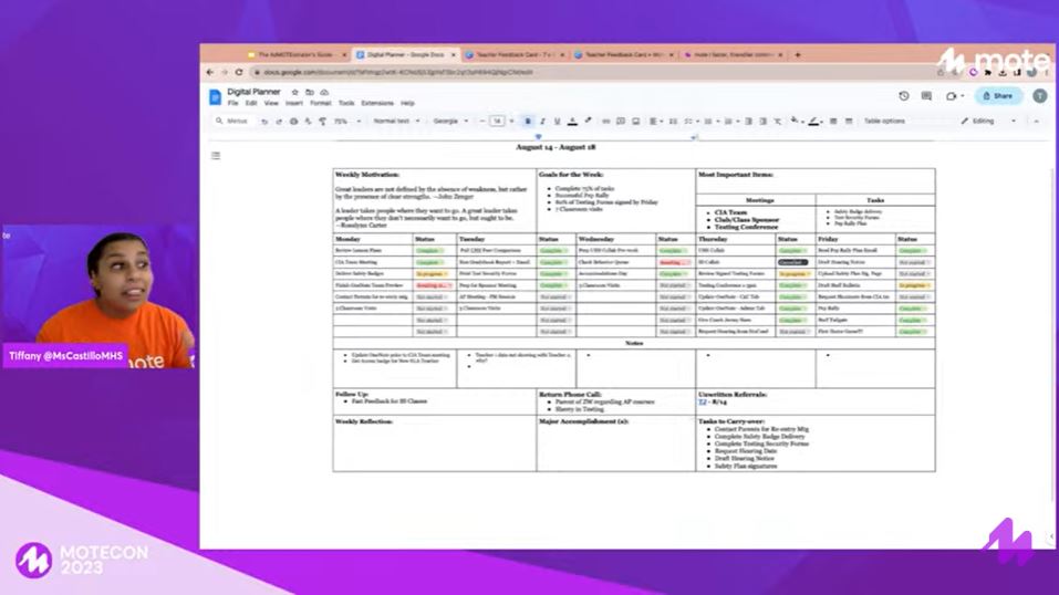 RComninaki's tweet photo. Check out this weekly digital planner @MsCastilloMHS shared as part of her #MoteCon session! (screen captures always do us dirty 🤣, sorry!) https://t.co/DvDud1W1Qd https://t.co/aKeJzYkJYA