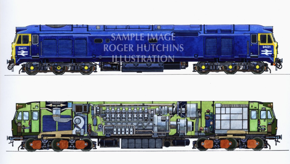 #OTD in 1967 the first #English #Electric Class 50 #locomotive moved under its own power.  It is accepted for #Britishrail service on 4th September.  My #artwork was for a proposed book on #railways which didn't get published.  A copyright license for this artwork is available.