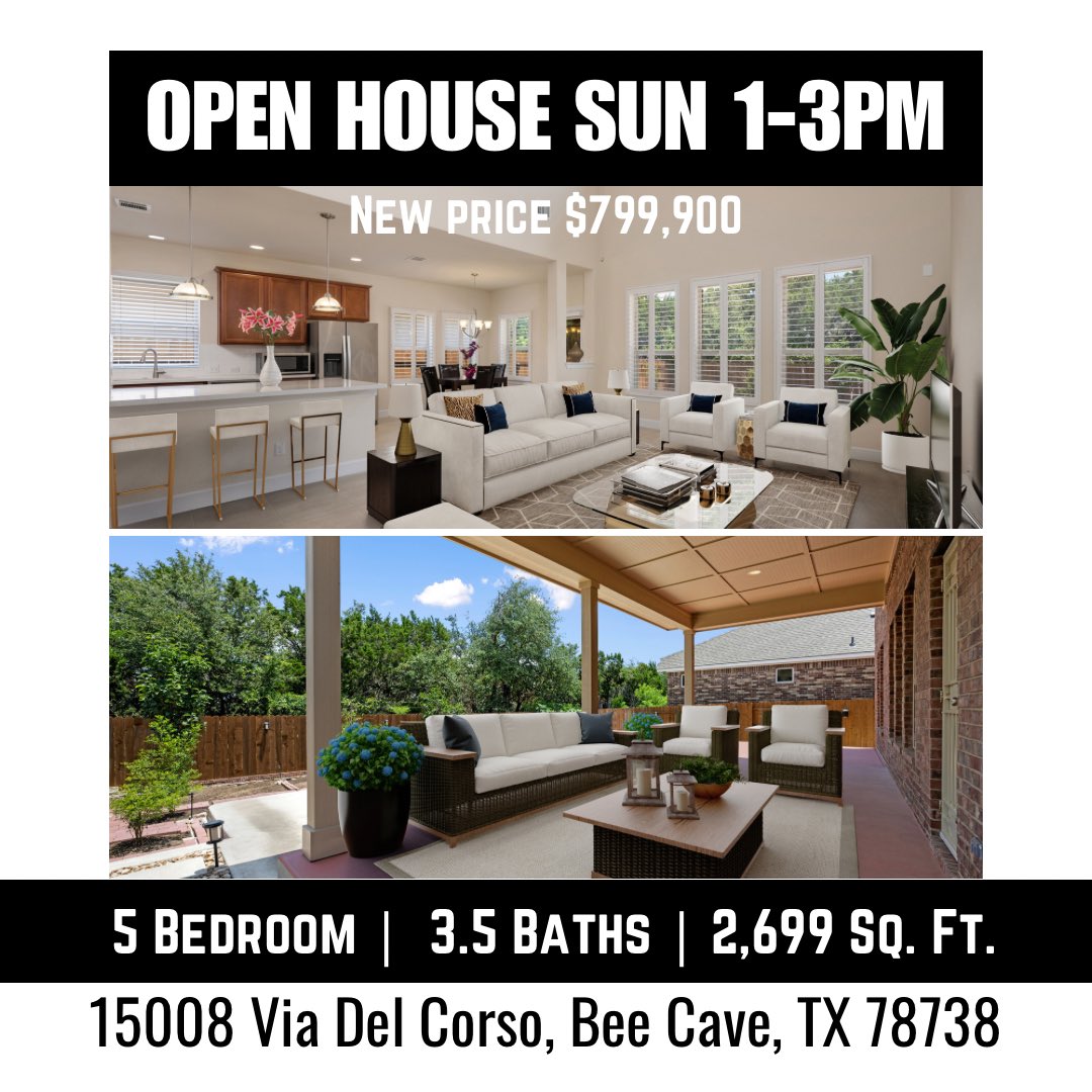 DyessProperties's tweet photo. https://t.co/jGT2va2GxE #OpenHouse Sunday 1-3PM #TerraColinas #BeeCave #TX #LakeTravisISD #OmarDyess #RealEstate #PureRealty #DyessProperties #OmarRealEstate https://t.co/uACvVhdm9e