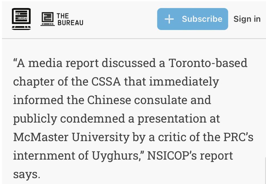 McMaster_SWHK's tweet photo. (1/9)
This is the first time that it’s been publicly reported that Canadian intelligence services were looking at events with the McMaster University CSSA in 2019.

🧵 with additional details that the NSICOP report didn’t cover: https://t.co/7n8Yhsao43