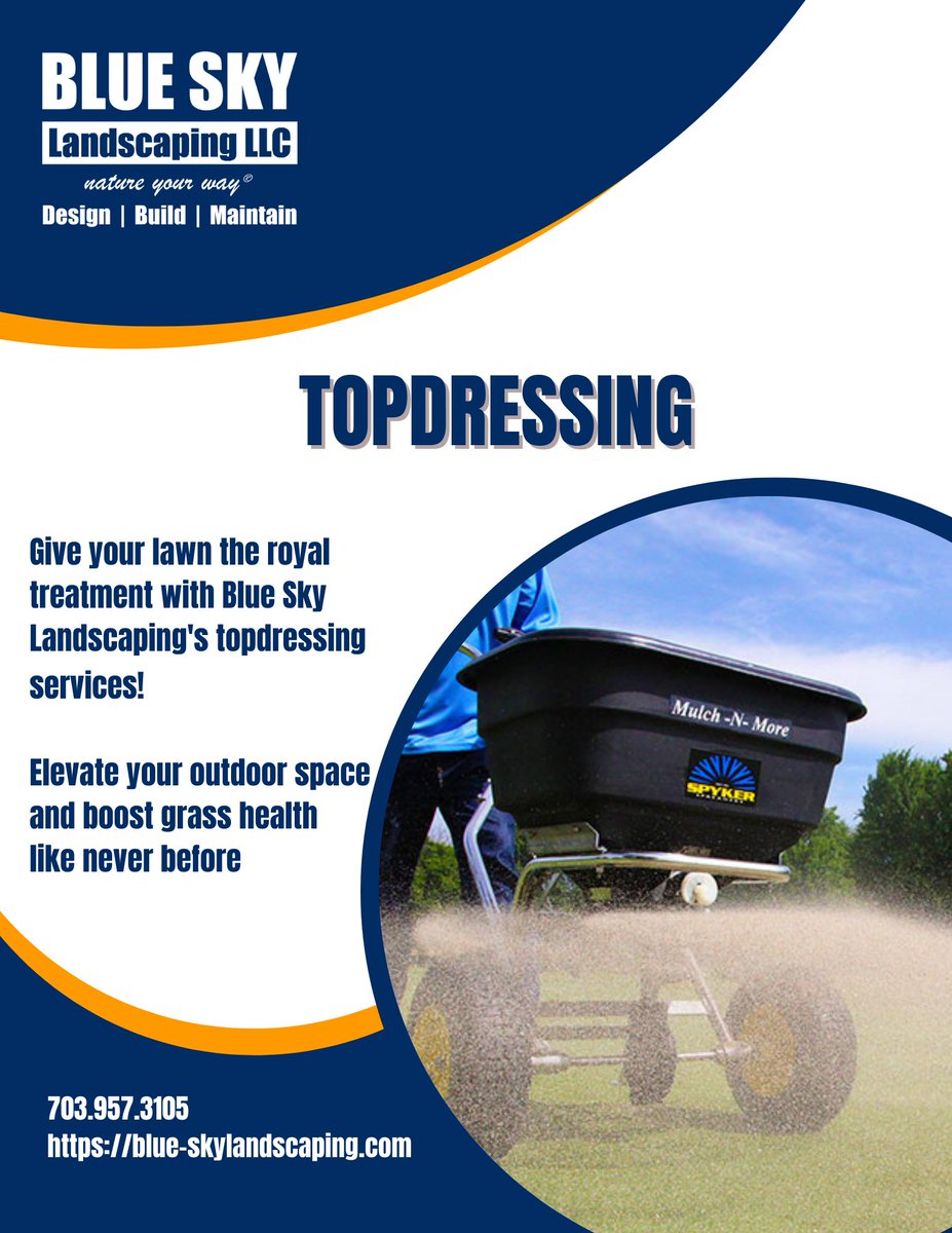 Is your lawn lacking that luxurious, luscious look? Let Blue Sky Landscaping bring it back to life with top-dressing services!
Get a free quote here 👇
blue-skylandscaping.com/aeration-seedi…

#lawncare #landscaping #topdressing