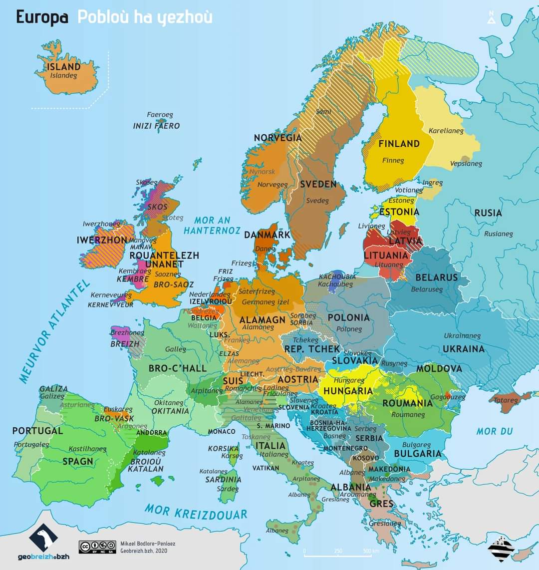 Yann2229354456's tweet photo. Europa : kartenn ar yezhoù hag ar pobloù e #brezhoneg https://t.co/wIyt0FMgKH