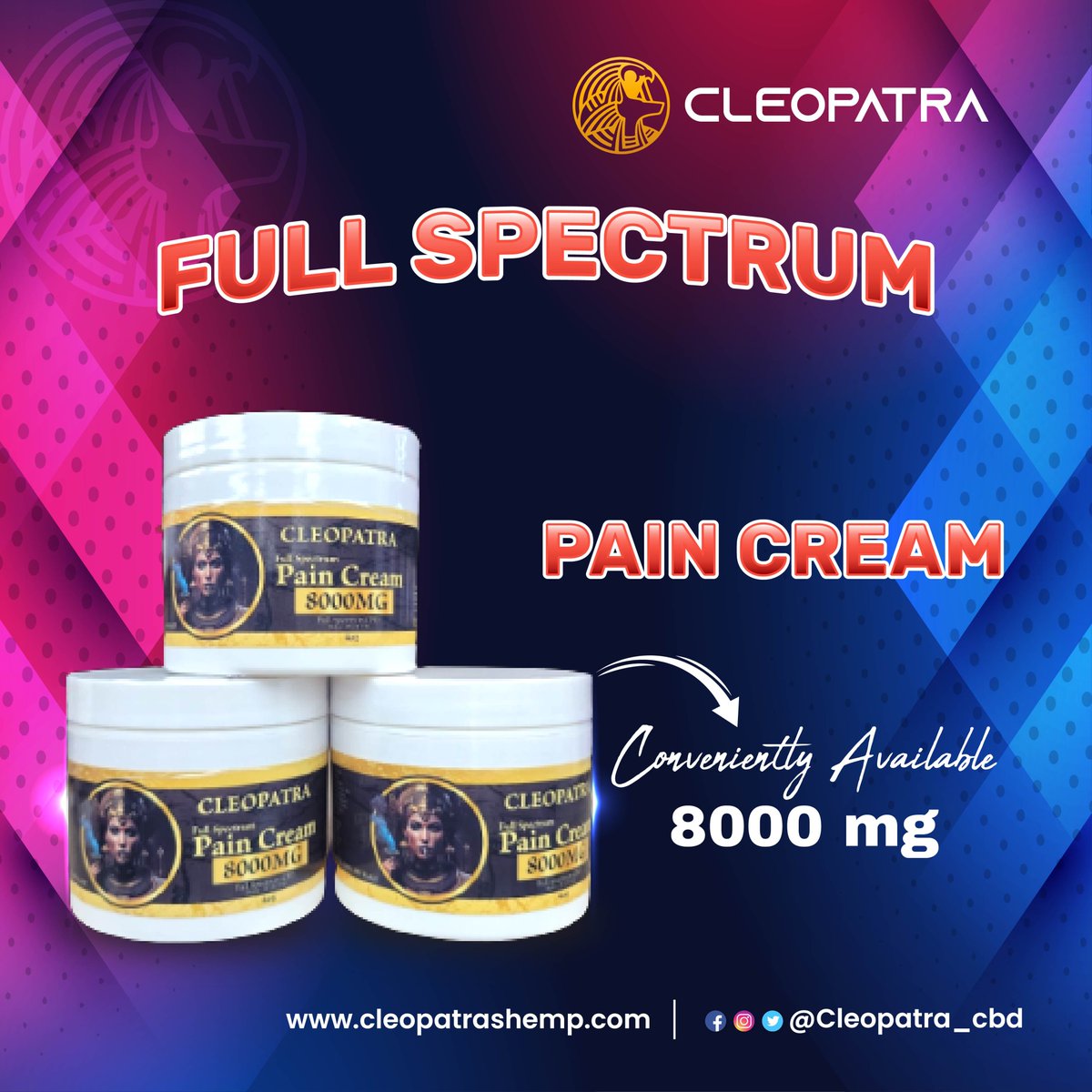 Discover Lasting Relief with Cleopatra's Full Spectrum Pain Cream - Embrace Wellness, Embrace Life!
Relieve, Restore & Rejoice!
#NaturalPainRelief #CleopatraComfort #AncientWisdomModernRelief #FullSpectrumHealing
#PainFreeJourney #SootheAndRestore #CleopatrasSecret