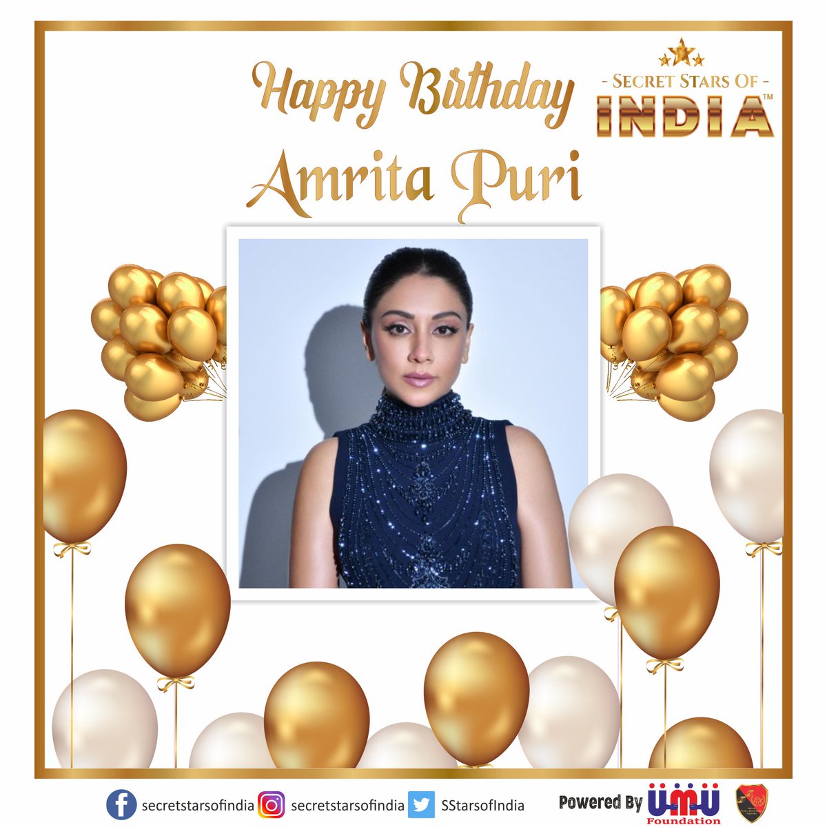 SStarsofIndia's tweet photo. Happy Birthday #AmritaPuri 

#happybirthday #birthday #happybirthdayamritapuri #happybirthdayamrita #birthdayparty #friends #celebration #balloons #beautiful #hbd #bday #celebrate #mahendersaluja #secretstars #secretstarsofindia #umadeus #umadeusfoundation https://t.co/GnIewfXvVa