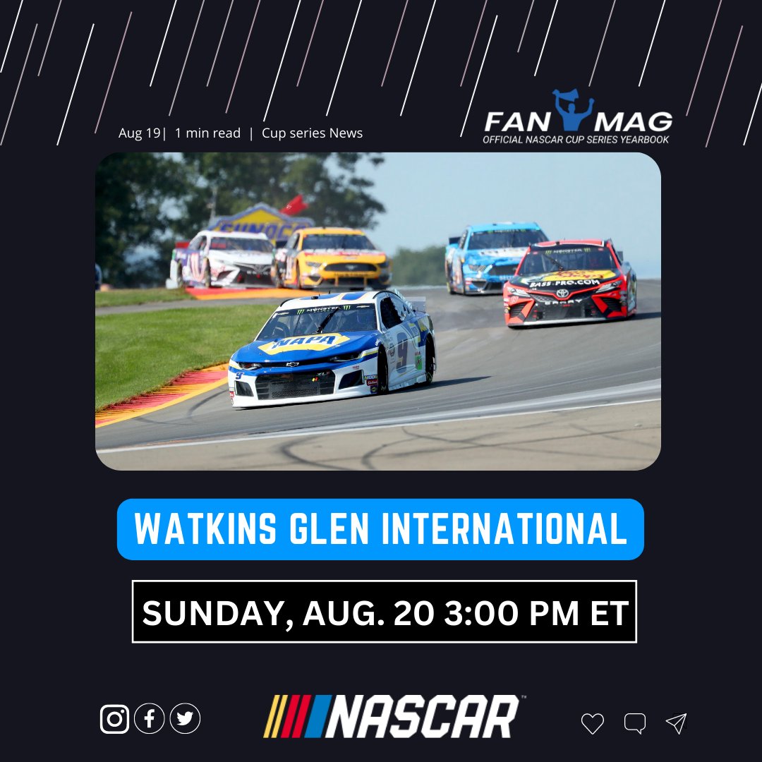 FanMagYB's tweet photo. Revving up for adrenaline-pumping action at Watkins Glen International! 🏁🚗💨

NASCAR Cup Series Schedule at Watkins Glen International (Sunday, Aug. 20, 3:00 PM ET)

#ChaseElliott
#KyleBusch
#MartinTruexJr
#DennyHamlin
#JoeyLogano
#KevinHarvick
#RyanBlaney

#KyleLarson https://t.co/E87r7gRqr7