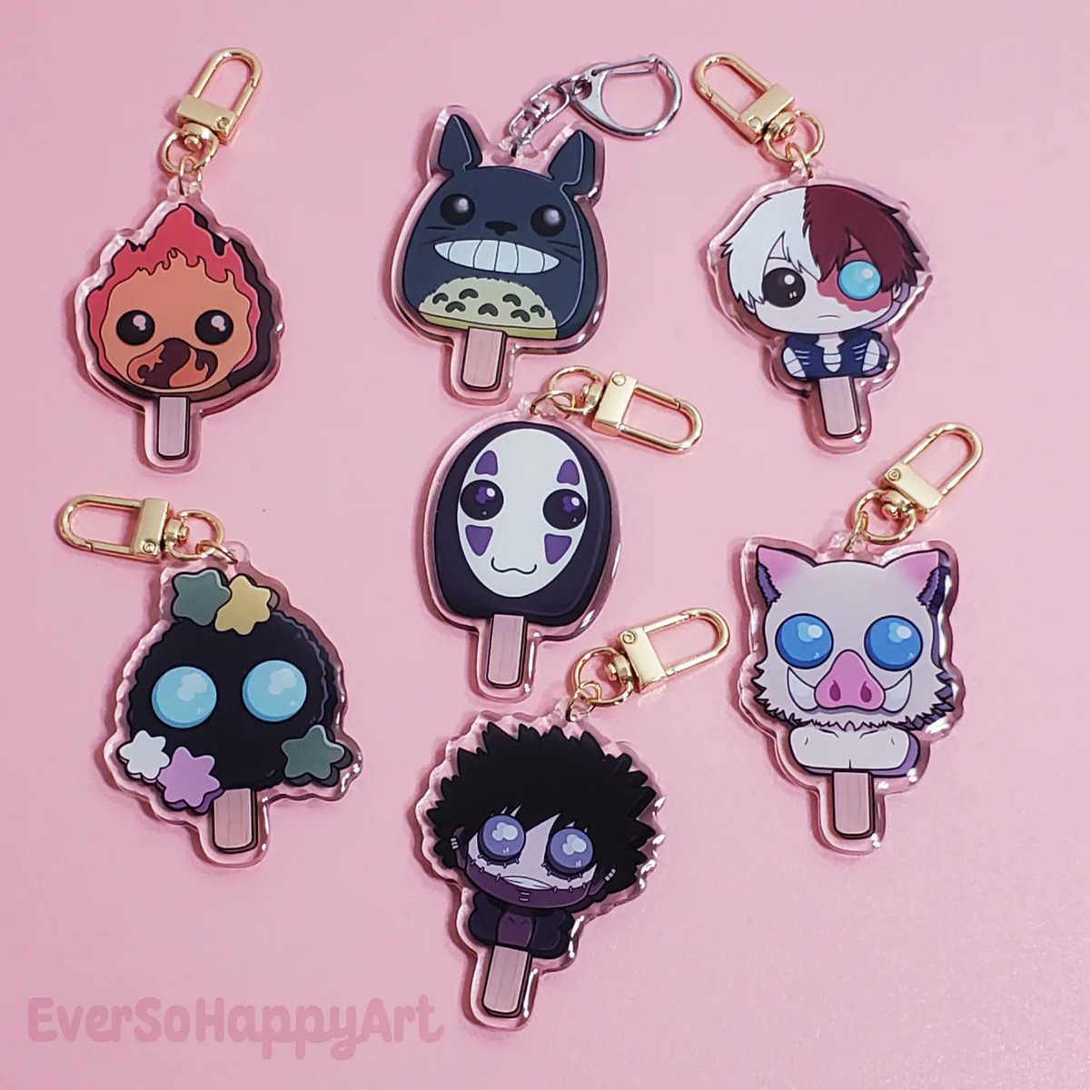 EverSoHappyArt's tweet photo. Shop update is complete! Here's the lineup of the new sticker designs! I've added Spirited Away and One Piece stickers, a few keychains ✨️ &amp; everything else is now fully back in stock!
#stickershop #etsyshop https://t.co/v6pr5hDDDo