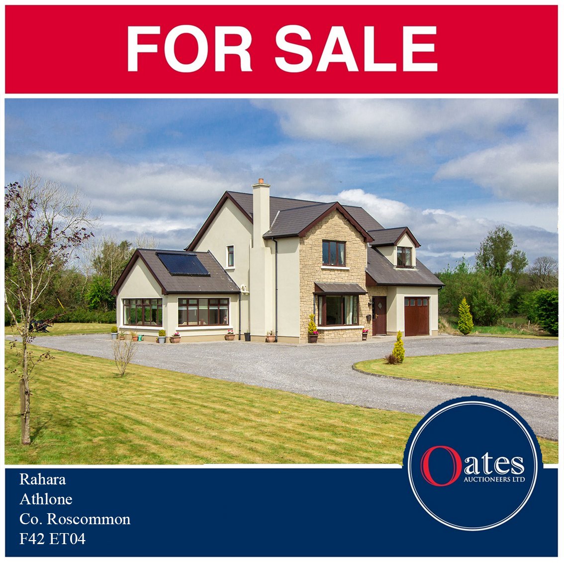 OatesAuctioneer's tweet photo. 🏡✨ FOR SALE! Four-bedroom residence with garage, built in 2010. Minutes from Athleague, Roscommon, Athlone. Features include oak kitchen, solar panels, and Jacuzzi. A tranquil rural idyll awaits! 🌐📍 Property Link: https://t.co/5TynmnBeWJ #ForSale #OatesAuctioneers https://t.co/PH5jfF0gzw