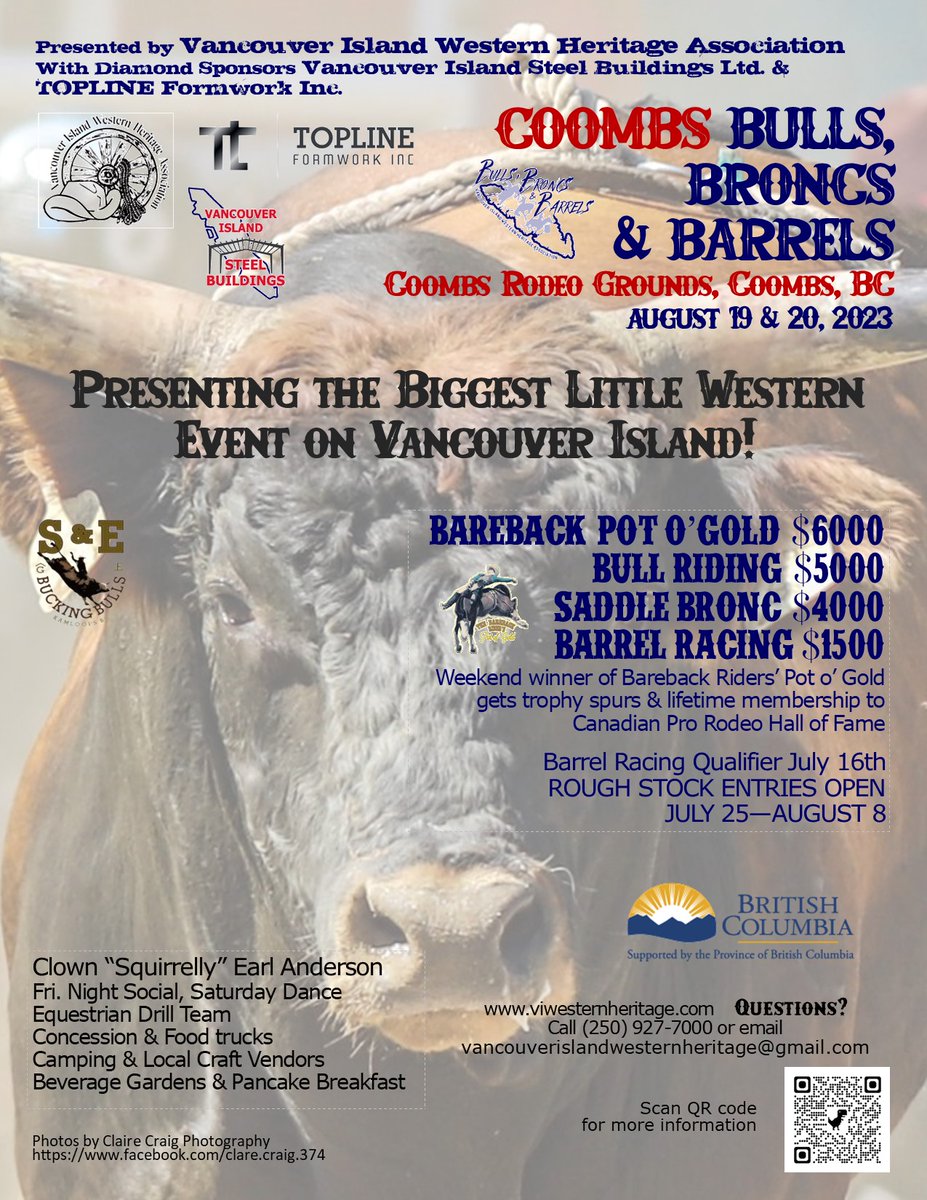 My favorite rodeo clown, Squirrelly Early Anderson, is on the road again.  He is clowning around at the Bulls, Broncs &amp; Barrels in Coombs B.C.