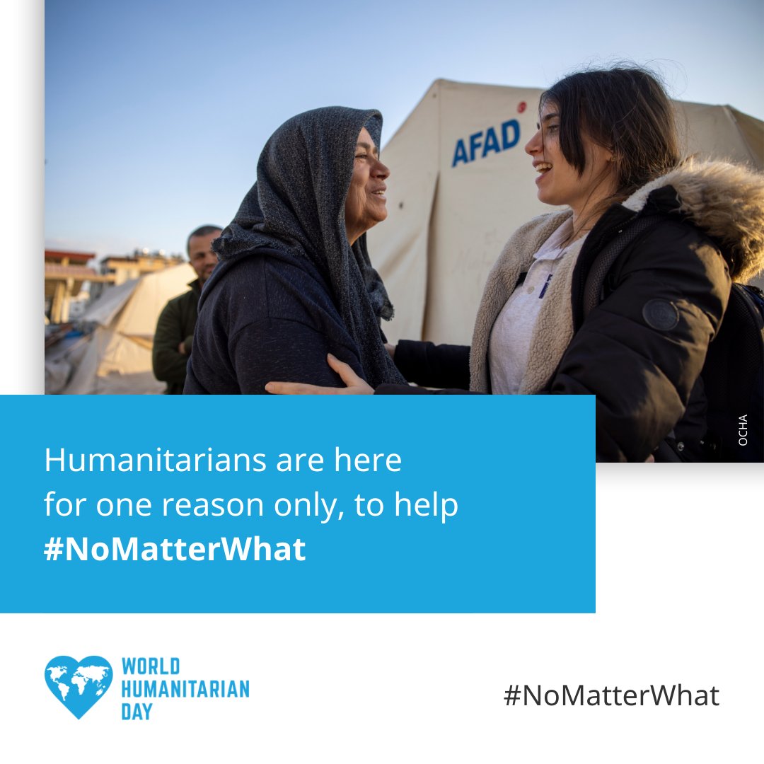 Let's celebrate the unwavering spirit of humanitarians worldwide. They fearlessly venture into disaster zones and conflict areas, ensuring help reaches those who need it most. 🌍🤝💙 #WorldHumanitarianDay #nomatterwhat
