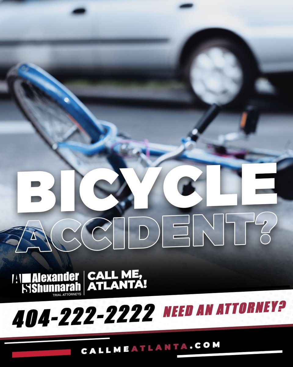 Hurt in a bicycle accident?

Your well-being and legal rights matter.

📣 Call Me, Atlanta! 📣⁣⁣⁣⁣⁣
☎️ 404-222-2222
🌐 callmeatlanta.com
⁣⁣⁣⁣⁣
⚖ Alexander Shunnarah Trial Attorneys
📍 Atlanta, GA

Call us for a FREE consultation!