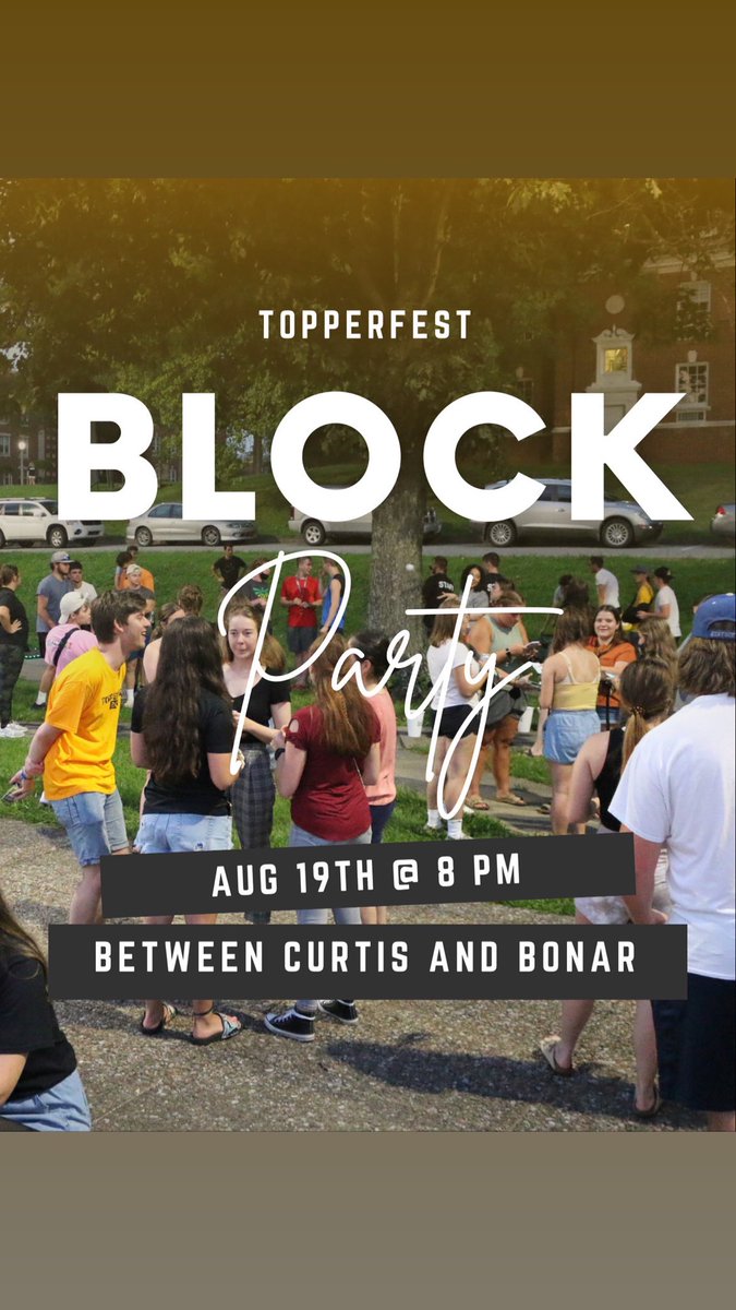 Check out Topper Wars with @WLUResLife, then Build a Topper and the Block party to round out your Saturday! 🐻📦🏠