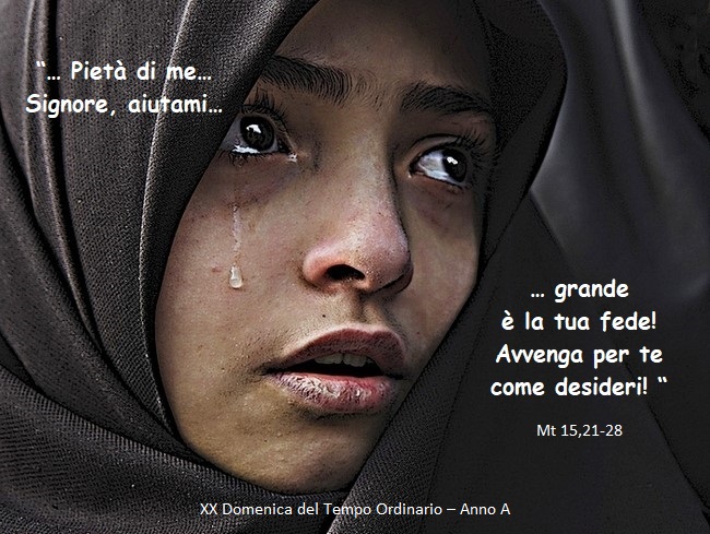 #gdiVangelo💦 '..Signore aiutami...'

Gesù sembra ignorarla
poi le dice di no
Ma Lui conosce i cuori
è un 'no' x far crescere:
i discepoli
la missione
ognuno di noi
Egli fa 'venire alla luce'e loda
la fede forte-umile d.cananea
la esaudisce
e ci insegna una Fede SenzaConfini
💦🙏