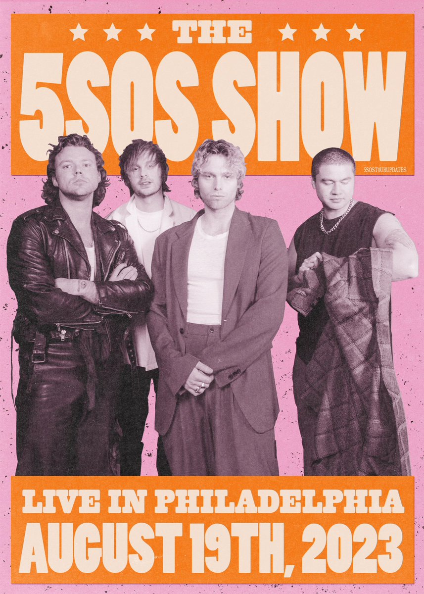 5SOST0URUPDATES's tweet photo. The 5SOS Show: Live in Philadelphia

August 19th, 2023

#The5SOSShowPhiladelphia https://t.co/4mIuzJDEVe