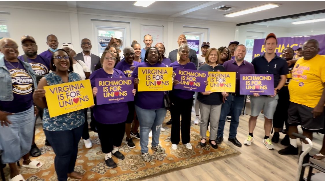 Working people — city workers, janitors, home care workers — from across Richmond came together today to declare that #VirginiaIsForUnions!

Thank you to all the candidates who joined us to talk about how we build an economy & democracy that works for everyone! #UnionsForAll