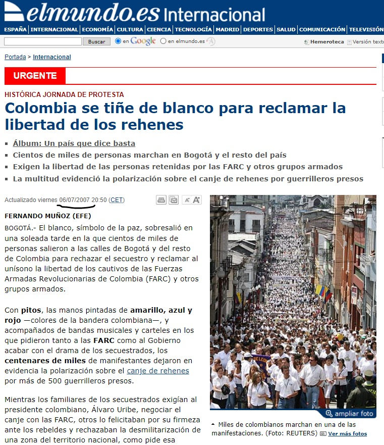 JulianMaciasT's tweet photo. A solo un día de las #EleccionesEcuador2023 destapamos como miles de cuentas falsas creadas para apoyar a Lasso la pasada campaña electoral difunden mentiras tan absurda como esta imagen de Colombia en 2007 para apoyar a Zurita, sustituto de Villavicencio y atacar a sus rivales. https://t.co/nhGTvFlmv7