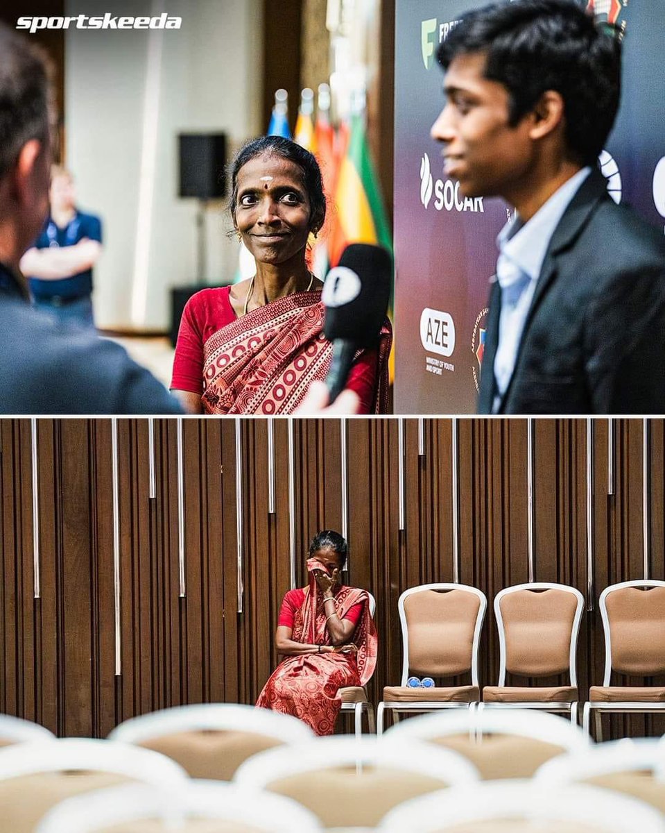 LevinaNeythiri's tweet photo. It brought me to tears!!! 

Mother of the Indian 🇮🇳Champ Rameshbabu #Praggnanandhaa's after her son became the 2nd Indian after Vishwanathan Anand to advance to the semi-finals of Chess World Cup!

Pic credit: SportsKeeda https://t.co/LcP9q49LVy