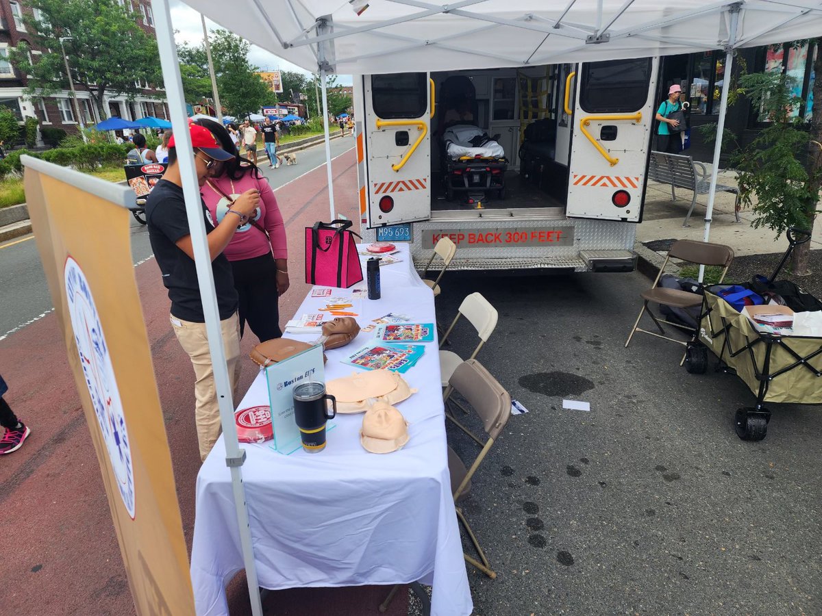 Come check us out at Open Streets Allston/Brighton at the corner of Harvard Ave and Brighton Ave. Learn lifesaving skills like hands-only CPR and tour an ambulance. 📸: Deputy Hamlet