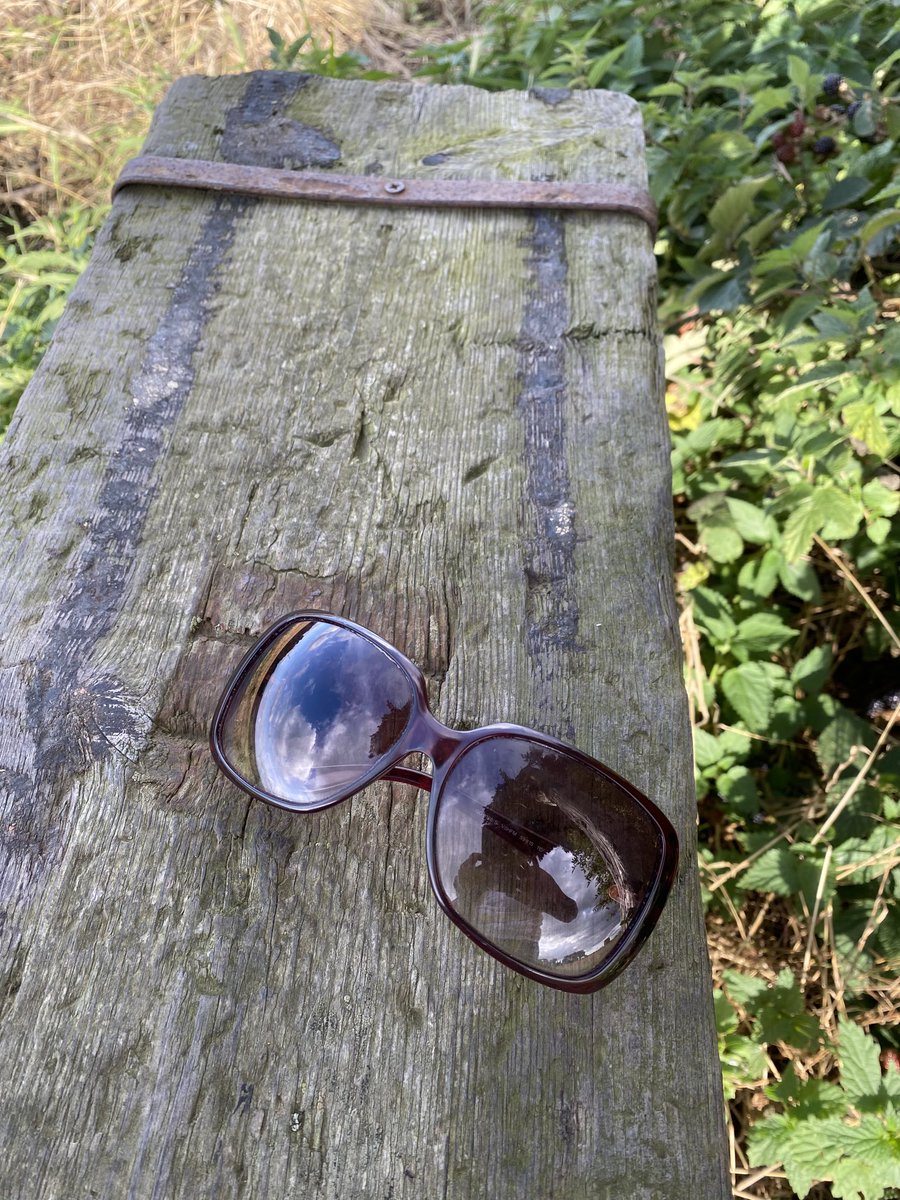 Have you lost your sunglasses? Pair of sunglasses left on bench at look-out point in Cumnor (overlooking site of proposed solar power station and Farmoor reservoir).