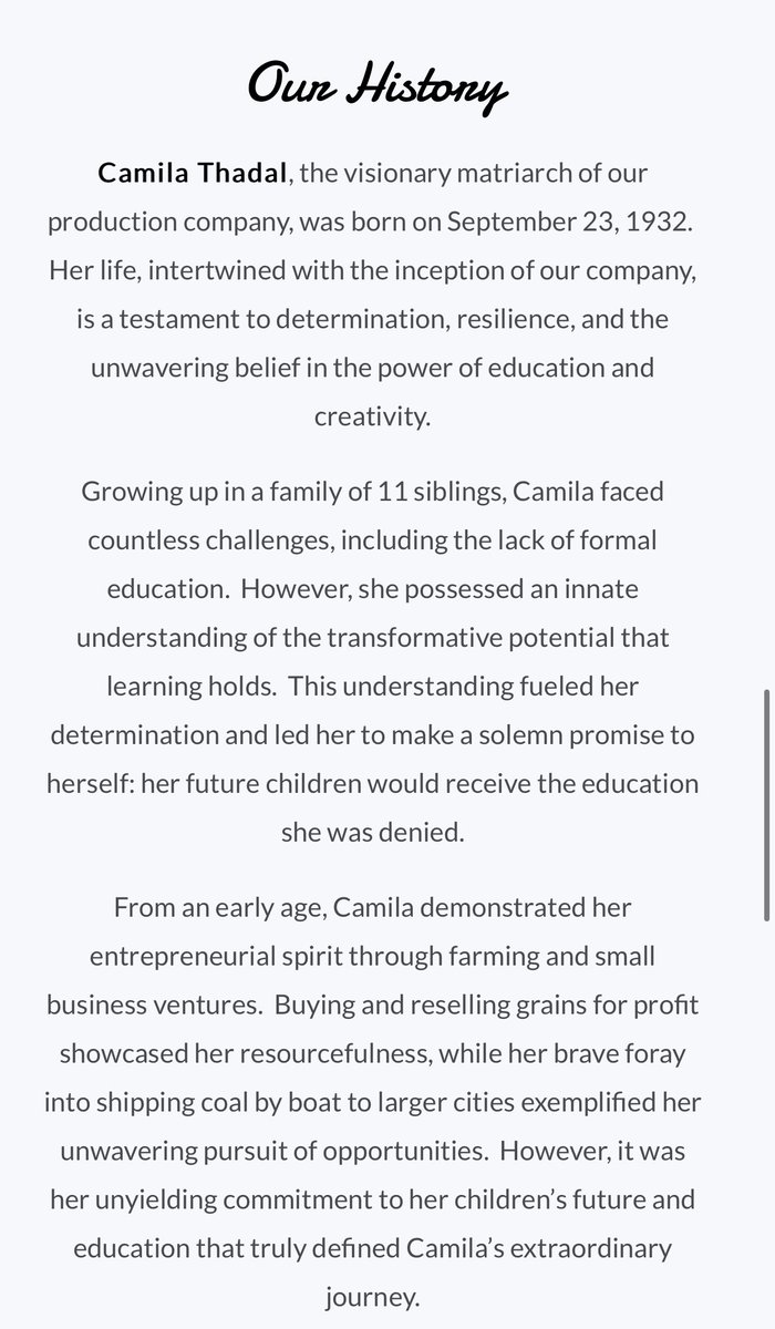 IamHansJay's tweet photo. We created Camila T. Productions as a way to honor and celebrate our Grandmother, Camila Thadal.   Camila’s resilience, strength, & influence is the reason that anything we do is possible. Our company symbolizes not only the power of storytelling but also the importance of cherishing our loved ones and their legacies. 💕🌺✨ @CamilaTProd 

https://t.co/luWkMIUqYV

#CamilaTProductions #Inspire #Create 

#movieproduction #filmindustry #cinematography #content #contentcreator  #storytelling #videography #filmfestival #filmmakers #shortfilms #screenwriter #filmdirector  #behindthescenes #production  #productioncompany #creative #newyork #atlanta #miami #netflix #starz #amazonprime #hbo #paramount #waltdisney #pixar