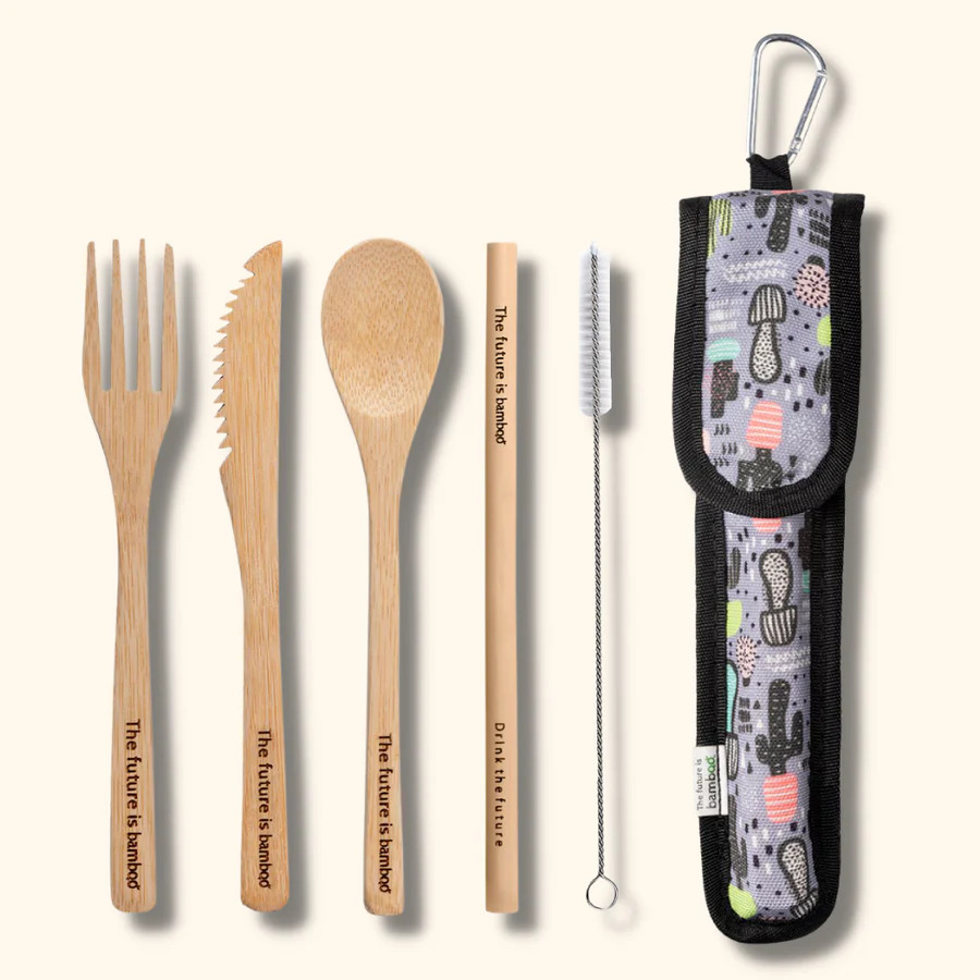 Ditch single use plastics with <a href="/futureisbamboo/">The future is bamboo</a> Utensil Kits! Made with sustainable bamboo, these kits are perfect for sack lunches, picnics, and dorm rooms. #sustainable #bamboo #ecofriendly #zerowaste #environmentallyfriendly #plasticfreeoceans