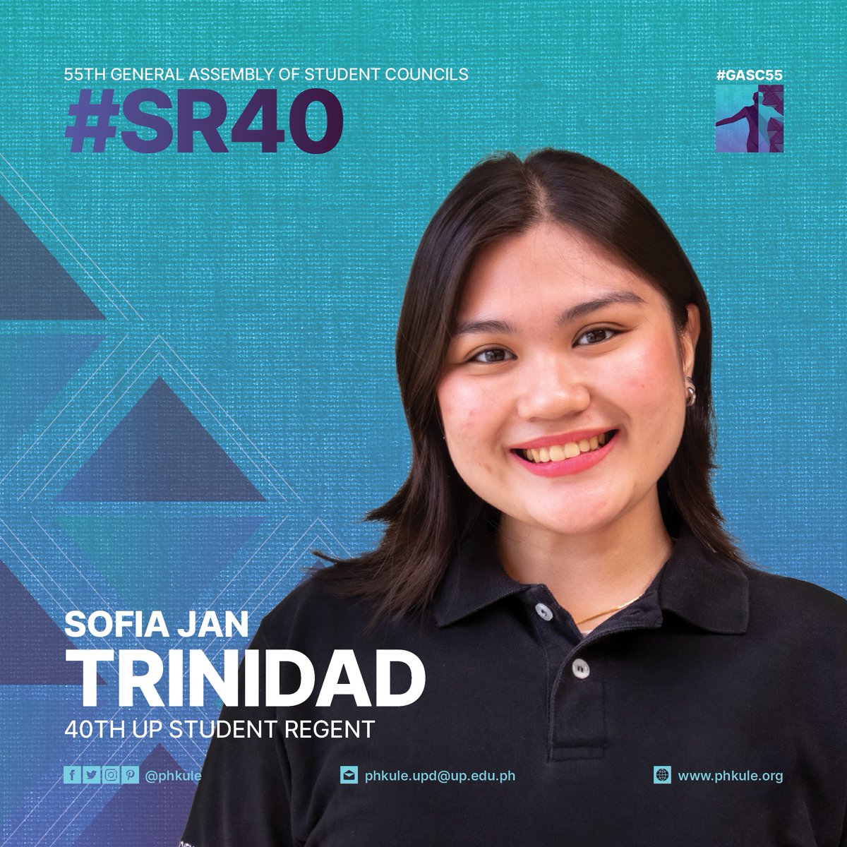 JUST IN: UP Baguio nominee Sofia Jan "Iya" Trinidad will be the 40th student regent of the UP System, following over 14 hours of deliberations by the #GASC55 in UP Mindanao.