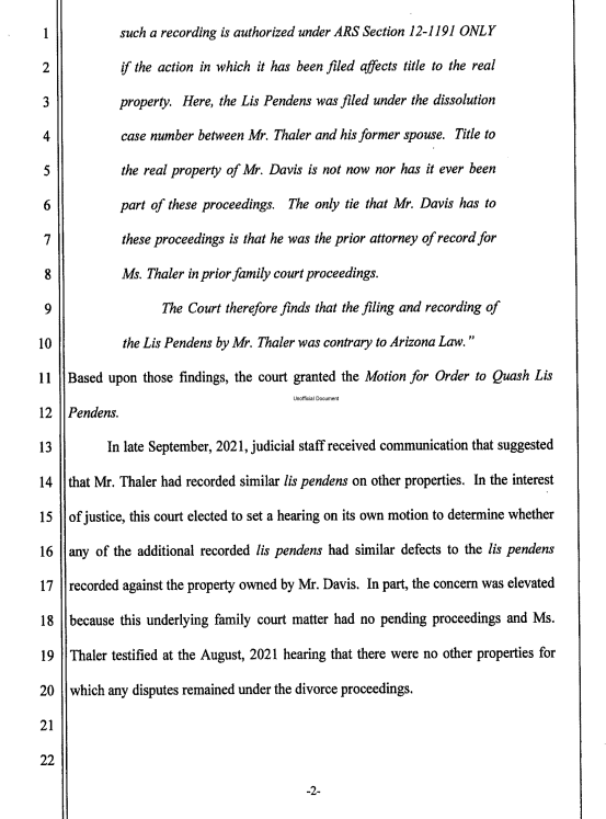 JennSimpy's tweet photo. @Thaleresq John DOES NOT want you to see this. John took his liens case to court and it was thrown out by the judge. "There is every reason to conclude that they were recorded by Mr. Thaler for nefarious reasons and without any legal or factual  basis" https://t.co/ngx1rdp5jw