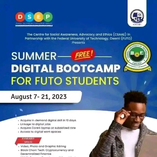 softartmedia3's tweet photo. I am Mbamara Stephen Nosike. a 200lv student of Information Technology at FUTO. I am a beneficiary of the Digital Skilling and Employment Project (DSEP) funded by the Coca Cola 
Foundation and implemented by the Centre for Social Awareness, Advocacy and Ethics (CSAAE) https://t.co/0rmGstViIC
