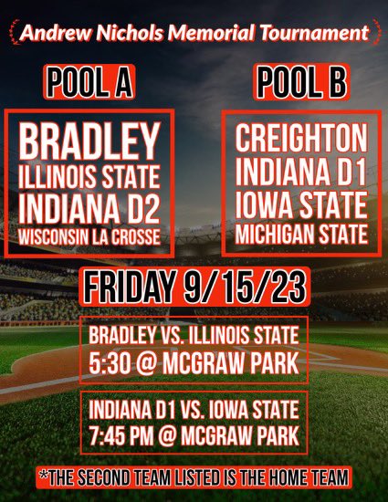 SCHEDULE ANNOUNCEMENT for the 2023 Andrew Nichols Memorial Tournament! Friday Schedule!